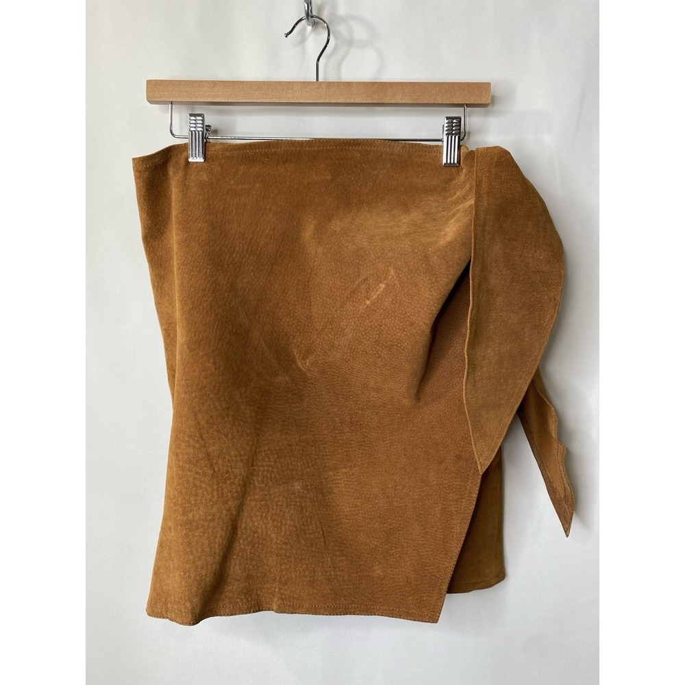 Vintage Cedars Womens Leather Skirt Size Large Wrap Tie Boho Cowgirl Western Y2K